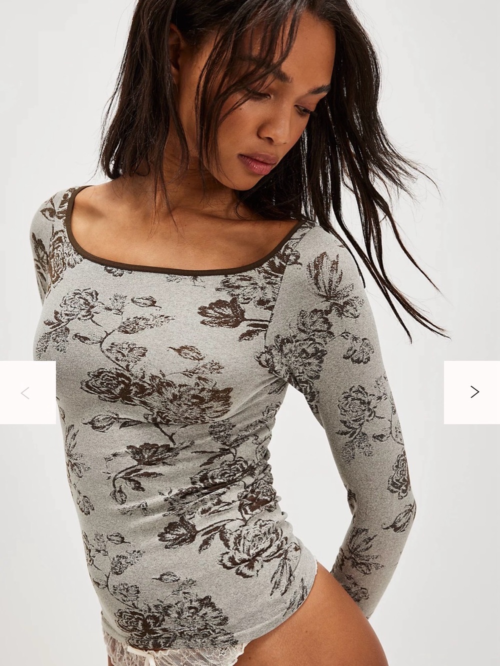 NWT Women’s Free People Gray Rosey Seamless Long Sleeve M-L